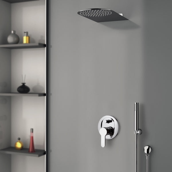 Orsino Chrome Shower System with 10" Rain Shower Head and Hand Shower - Stellar Hardware and Bath 