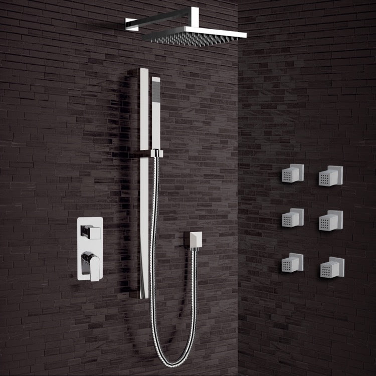 Galiano Chrome Shower System with 8" Rain Shower Head and Hand Shower - Stellar Hardware and Bath 