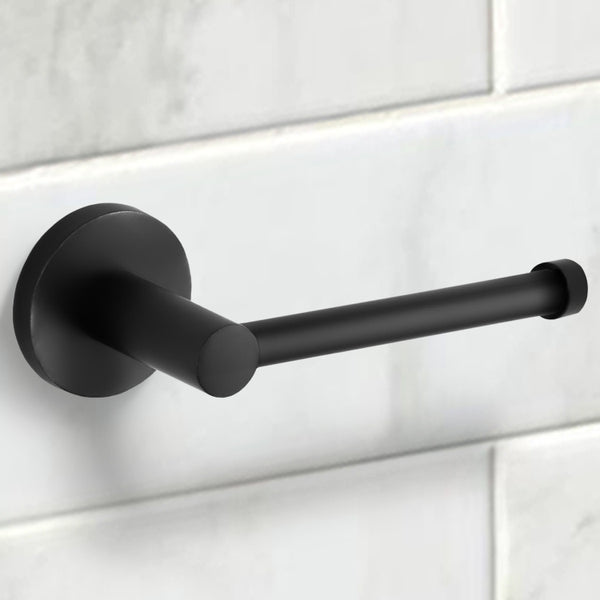 General Hotel Modern Matte Black Toilet Paper Holder - Stellar Hardware and Bath 