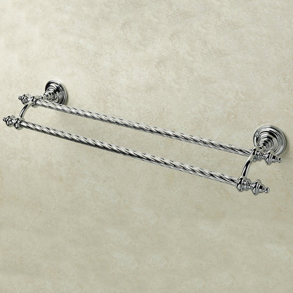 Giunone 24 Inch Classic-Style Brass Double Towel Bar - Stellar Hardware and Bath 