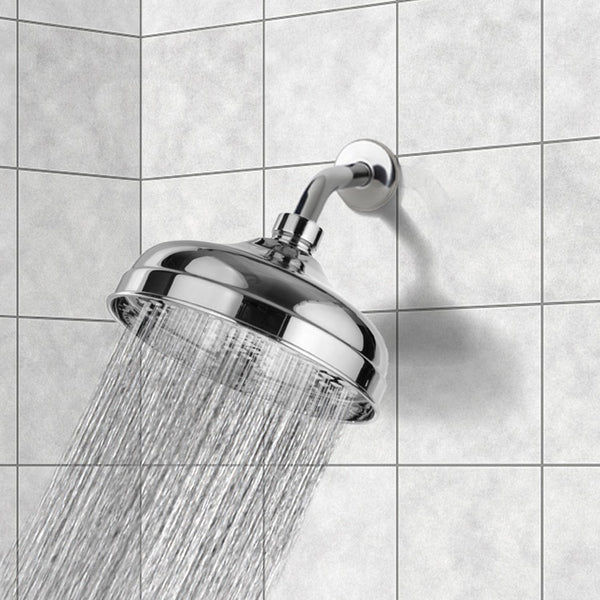 Water Therapy 8" Rain Shower Head With Arm, Chrome - Stellar Hardware and Bath 