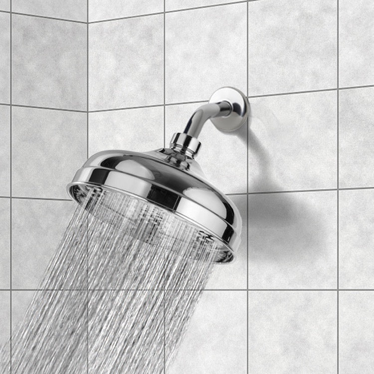 Water Therapy 8" Rain Shower Head With Arm, Chrome - Stellar Hardware and Bath 