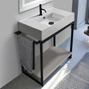 Solid Console Sink Vanity With Ceramic Sink and Grey Oak Shelf - Stellar Hardware and Bath 