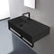 Teorema 2 Matte Black Ceramic Wall Mounted Sink With Matte Black Towel Bar - Stellar Hardware and Bath 