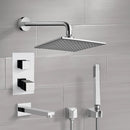 Tyga Chrome Thermostatic Tub and Shower System with 8" Rain Shower Head and Hand Shower - Stellar Hardware and Bath 