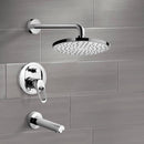 Peleo Chrome Tub and Shower Faucet Sets with 8" Rain Shower Head - Stellar Hardware and Bath 