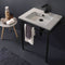 Etra Ceramic Console Sink and Matte Black Stand SKU: Scarabeo 5210-CON-BLK - Stellar Hardware and Bath 