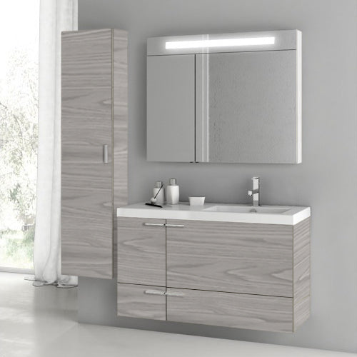 39 Inch Grey Walnut Bathroom Vanity Set - Stellar Hardware and Bath 