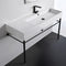 Ceramic Console Sink and Matte Black Stand - Stellar Hardware and Bath 