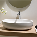 Planet Oval Shaped White Ceramic Vessel Bathroom Sink - Stellar Hardware and Bath 