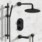Galiano Matte Black Thermostatic Tub and Shower System with 8" Rain Shower Head and Hand Shower - Stellar Hardware and Bath 