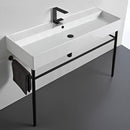 Teorema Large Ceramic Console Sink and Matte Black Stand - Stellar Hardware and Bath 