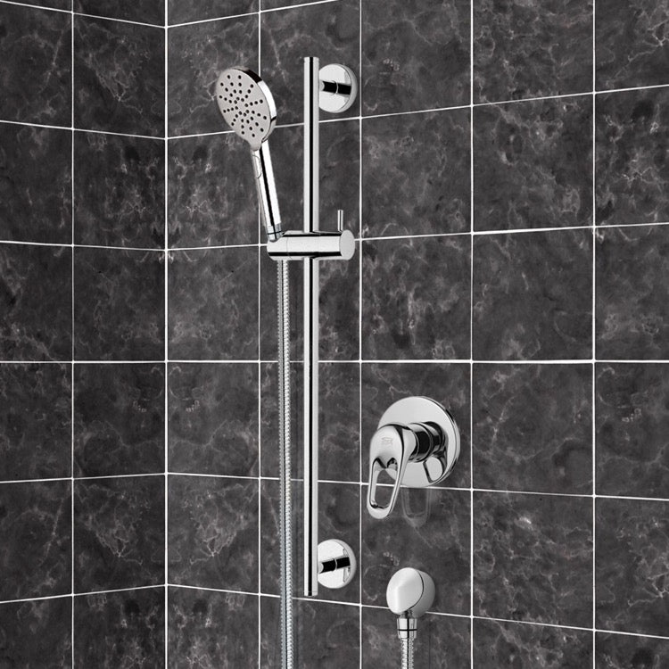 Autunno Chrome Slidebar Shower Set With Multi Function Hand Shower - Stellar Hardware and Bath 