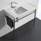 ML Rectangular Ceramic Console Sink and Polished Chrome Stand - Stellar Hardware and Bath 