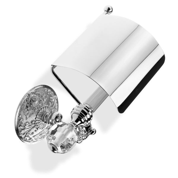 Noto Cristallo Luxury Toilet Roll Holder with Cover and Crystal Glass End Cap - Stellar Hardware and Bath 