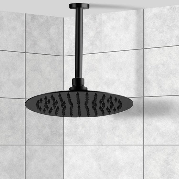 Water Therapy 12" Ceiling Mounted Rain Shower Head With Arm, Matte Black - Stellar Hardware and Bath 