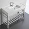 Teorema 2 Modern Ceramic Console Sink With Counter Space and Chrome Base - Stellar Hardware and Bath 