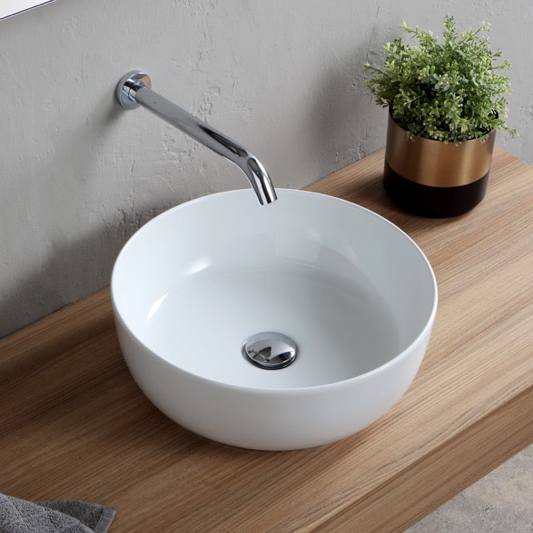 Glam Round White Ceramic Vessel Sink - Stellar Hardware and Bath 