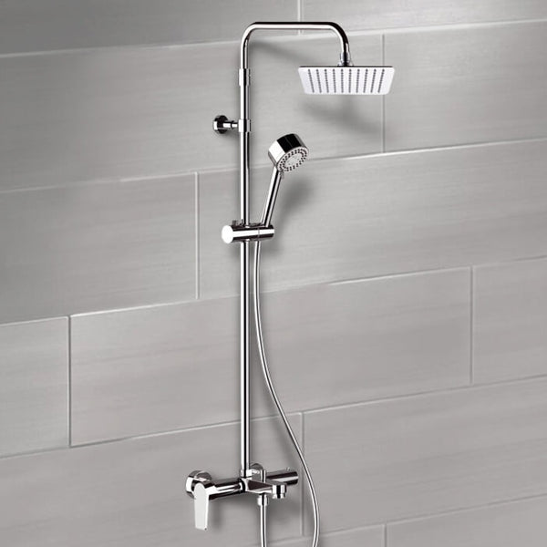 Elegance Chrome Exposed Pipe Tub and Shower System with 8" Rain Shower Head and Hand Shower - Stellar Hardware and Bath 
