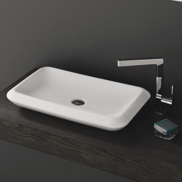 More Rectangle White Ceramic Vessel Sink - Stellar Hardware and Bath 