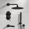 Tyga Matte Black Tub and Shower System with Rain Shower Head and Hand Shower - Stellar Hardware and Bath 