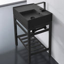 Teorema 2 Modern Matte Black Ceramic Console Sink and Matte Black Base - Stellar Hardware and Bath 