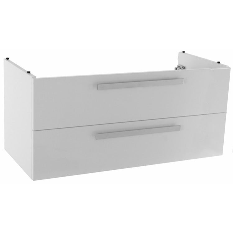 38 Inch Wall Mount Glossy White Bathroom Vanity Cabinet - Stellar Hardware and Bath 