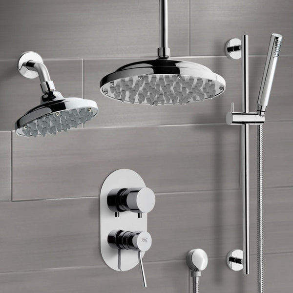 Orsino Chrome Dual Shower Head System With Hand Shower - Stellar Hardware and Bath 