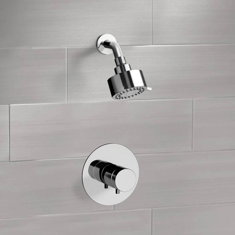 Mario Chrome Thermostatic Shower Faucet Set with Multi Function Shower Head - Stellar Hardware and Bath 