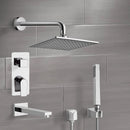 Orsino Chrome Tub and Shower System with 8" Rain Shower Head and Hand Shower - Stellar Hardware and Bath 