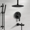 Galiano Matte Black Tub and Shower Faucet Set with Ceiling Rain Shower Head and Hand Shower - Stellar Hardware and Bath 