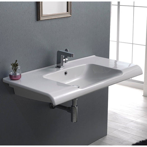 Anova Rectangle White Ceramic Wall Mounted or Drop In Sink - Stellar Hardware and Bath 