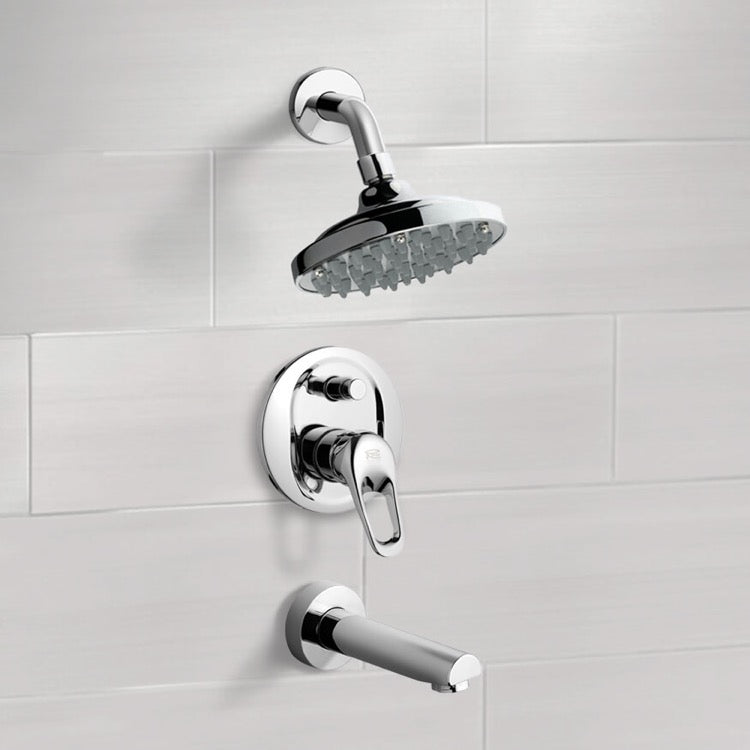 Peleo Chrome Tub and Shower Faucet Sets with 6" Rain Shower Head - Stellar Hardware and Bath 