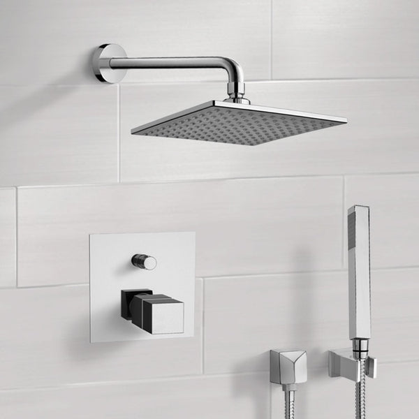 Orsino Chrome Thermostatic Shower System with 8" Rain Shower Head and Hand Shower - Stellar Hardware and Bath 