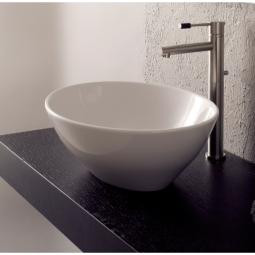 Ovo Oval-Shaped White Ceramic Vessel Sink - Stellar Hardware and Bath 