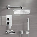 Tyga Chrome Tub and Shower System with 12" Rain Shower Head and Hand Shower - Stellar Hardware and Bath 