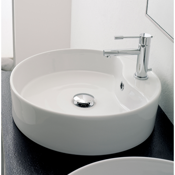 Geo Round White Ceramic Vessel Sink - Stellar Hardware and Bath 