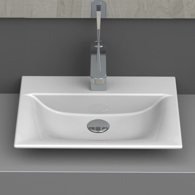 Olinda Rectangle White Ceramic Vessel or Drop In Sink - Stellar Hardware and Bath 