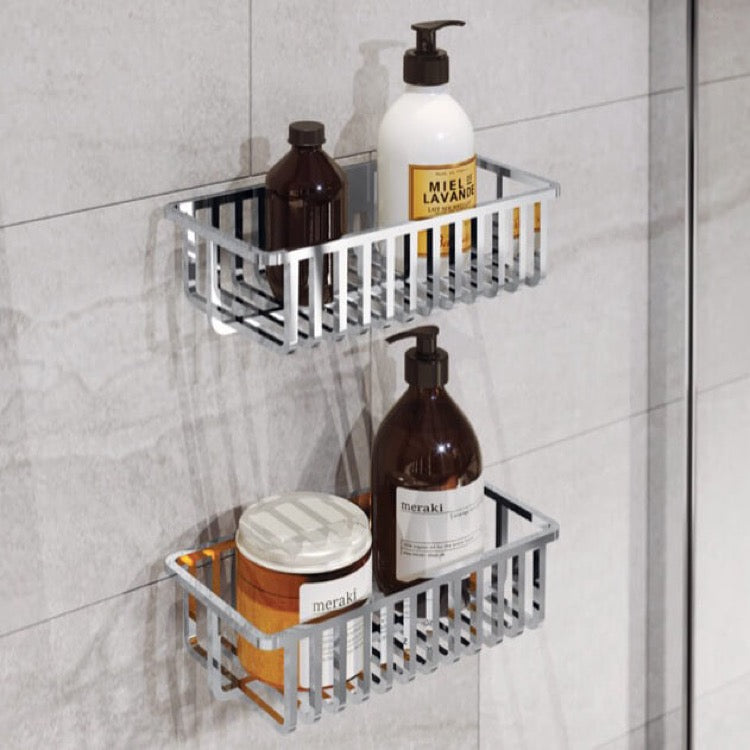 Tiberio Set of Wall Mounted Chrome Shower Baskets - Stellar Hardware and Bath 