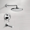 Peleo Chrome Tub and Shower Faucet Sets with 8" Rain Shower Head - Stellar Hardware and Bath 