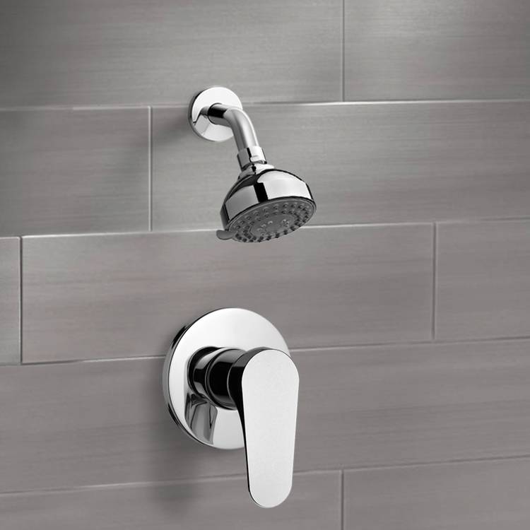 Mario Chrome Shower Faucet Set with 3" Rain Shower Head - Stellar Hardware and Bath 