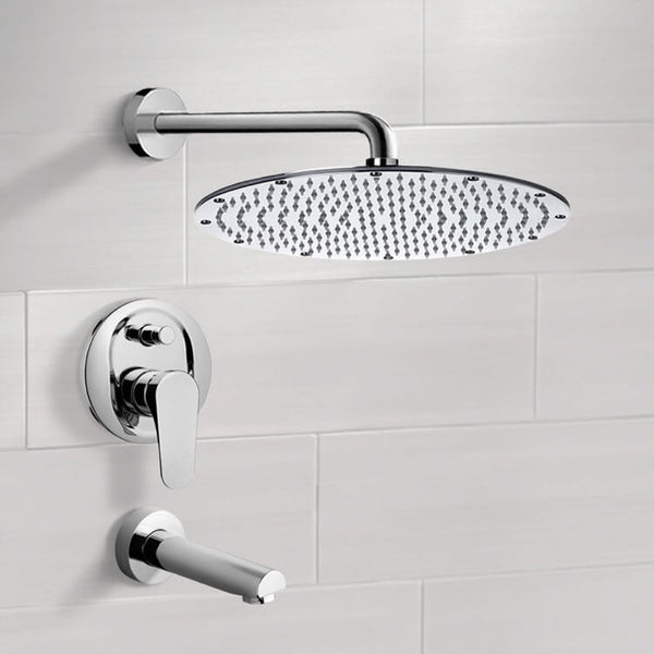 Peleo Chrome Tub and Shower Faucet Sets with 14" Rain Shower Head - Stellar Hardware and Bath 