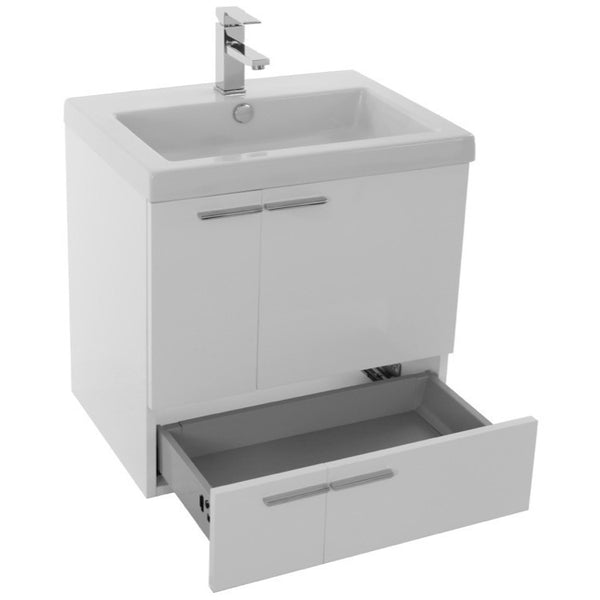 Cabinet Bathroom Vanities23 Inch Larch Canapa Bathroom Vanity with Fitted Ceramic Sink, Wall Mounted, Lighted Mirror Included - Stellar Hardware and Bath 
