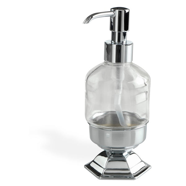 Marte Contemporary Free Standing Crystal Glass Liquid Soap Dispenser - Stellar Hardware and Bath 