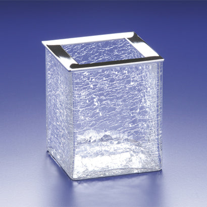 Square Crackled Crystal Glass Toothbrush Holder - Stellar Hardware and Bath 
