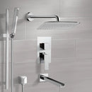 Galiano Chrome Tub and Shower System with 14" Rain Shower Head and Hand Shower - Stellar Hardware and Bath 