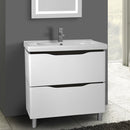 32 Inch Floor Standing White Vanity Cabinet With Fitted Sink - Stellar Hardware and Bath 