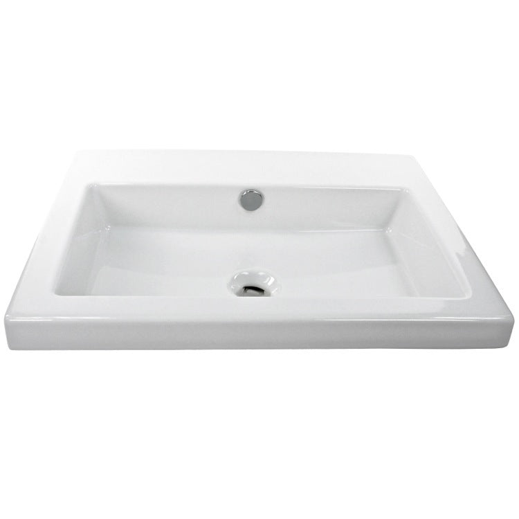 Cangas Rectangular White Ceramic Drop In or Wall Mounted Sink - Stellar Hardware and Bath 