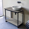 Solid Console Sink Vanity With Ceramic Vessel Sink and Grey Oak Shelf - Stellar Hardware and Bath 