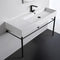 Teorema 2 Ceramic Console Sink and Matte Black Stand - Stellar Hardware and Bath 